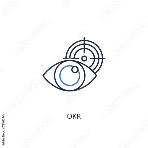 Okr objectives and key results concept icon showing an eye with a target, representing focus and goalsetting