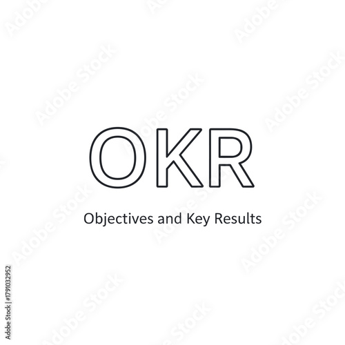 Okr objectives and key results concept icon with the acronym and full name, representing a strategic goalsetting framework