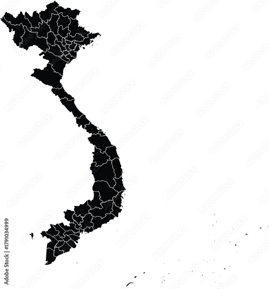 Obraz premium Vector Map of Vietnam with Regions and Islands