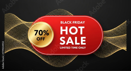 A vibrant sale badge advertising a Black Friday event, presented with stylish graphic elements, igniting excitement for customers. vector illustration