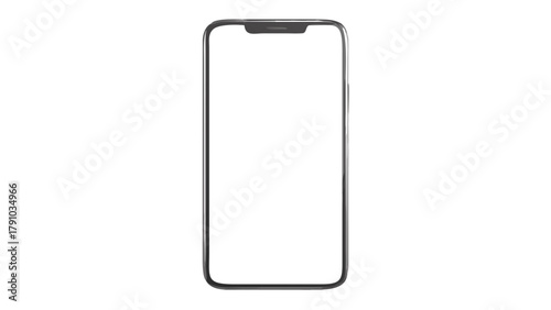 Illustration of a modern frameless smartphone with a white screen and a notch at the top center