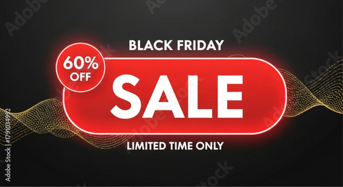 A striking promotional banner for Black Friday, the image features bold text and graphics announcing a significant discount, with a call to action. vector illustration