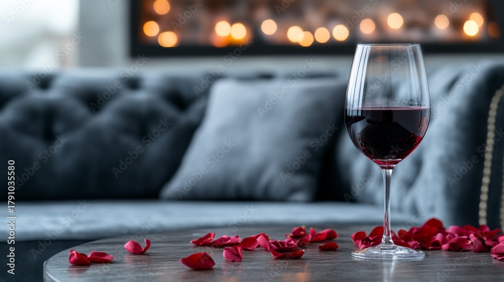 Naklejka premium Romantic and elegant Valentine's Day evening by the fireplace