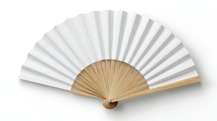 Stunning photo of mockup of a white folding hand fan set apart against a white background.