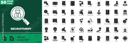 Recruitment Solid Editable Icons set