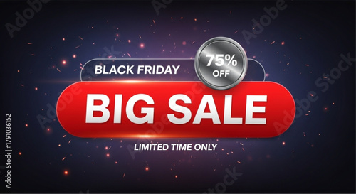 Dynamic promotional image, Black Friday Big Sale graphic design with a vivid color scheme and eye-catching text. vector illustration