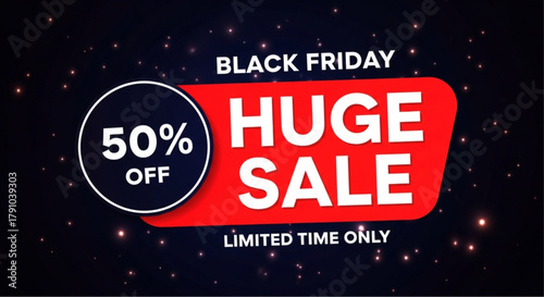 An eye-catching promotion banner offering a huge sale, creating excitement and anticipation for the shopping event. vector illustration