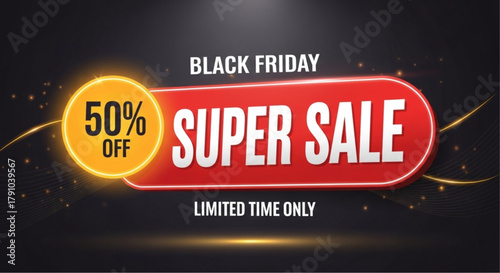 A dynamic graphic design for a Super Sale campaign, highlighting a limited-time offer.  vector illustration