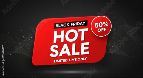 Captivating Black Friday Hot Sale Banner, Showcasing a Bold Promotion, Deals, and Discounts for a Limited Time. vector illustration