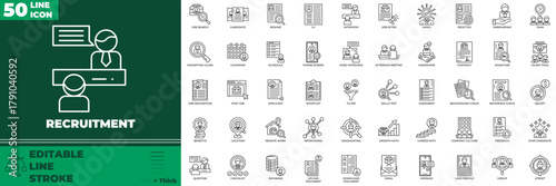 Recruitment Line Editable Icons set