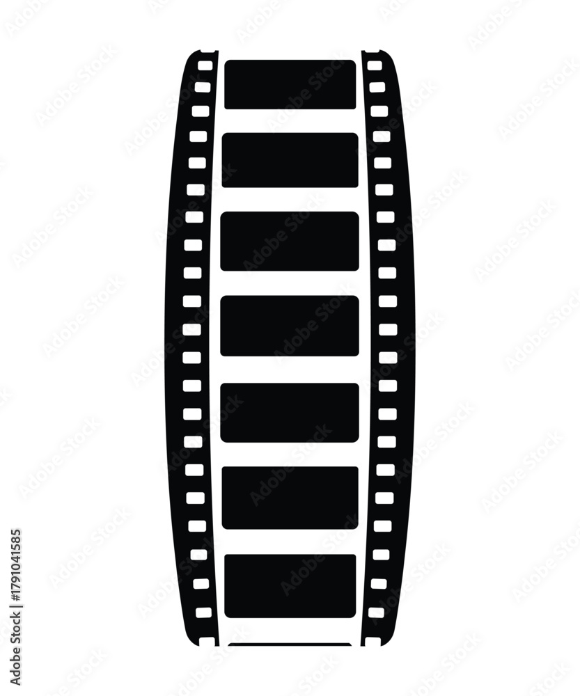 Obraz premium Film reel icon for cinema, movie, and entertainment concept in black and