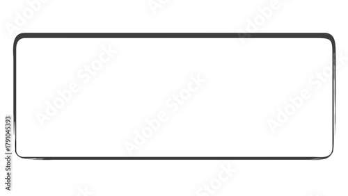 Simple rectangular shape with rounded corners and a dark gray outline on a white background plain view