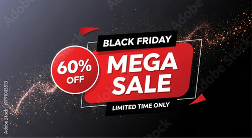 Captivating Black Friday Mega Sale Advertisement Design, perfect for promoting significant discounts and limited-time offers. vector illustration