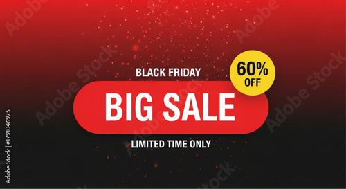 A vibrant promotional banner for Black Friday, boasting a Big Sale with a significant discount, all while under a limited-time offer.  vector illustration