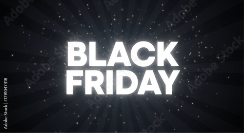 A dynamic composition featuring the iconic BLACK FRIDAY text illuminated against a dark background, evoking the thrill of deals. vector illustration
