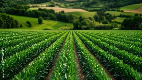 Wallpaper Mural Lush green crop field with expansive landscape and rolling hills on a sunny day Torontodigital.ca