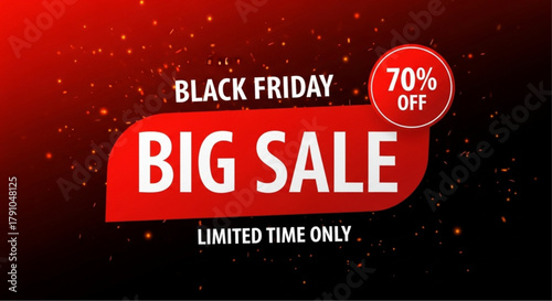 Captivating Black Friday advertisement highlights the Big Sale and limited time offer, with a modern design emphasizing savings.  vector illustration