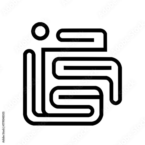 Abstract person icon with winding path, representing journey, progress, and personal development