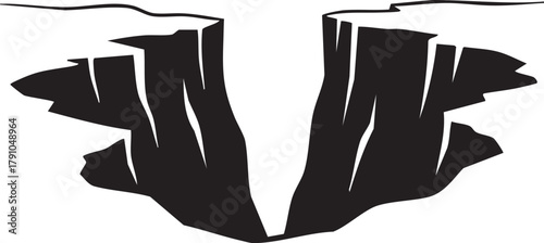 Dramatic Canyon Cliff Edge Silhouettes Sharp Angles High Contrast Minimalist Icon