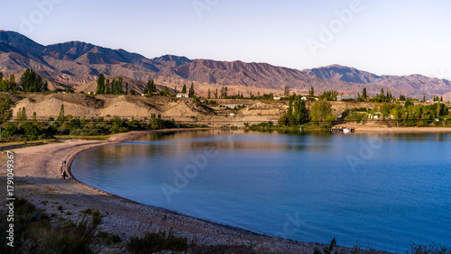 Scenic Highway Along Issyk-Kul Lake in Kyrgyzstan