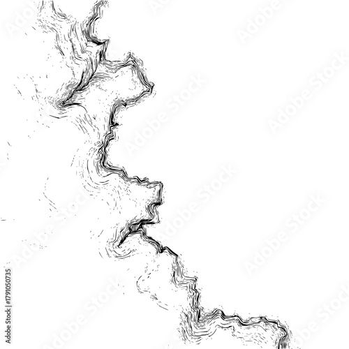 Topographic map of a canyon showcases the intricate details of the terrains elevation and contours