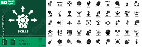 Skills Solid Editable Icons set