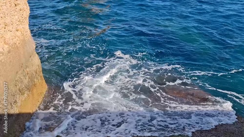 Ocean Waves Crashing on Dock in Valletta, Malta