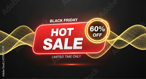 Captivating Black Friday promotion, igniting excitement with an irresistible Hot Sale banner, perfect for capturing attention and boosting sales vector illustration