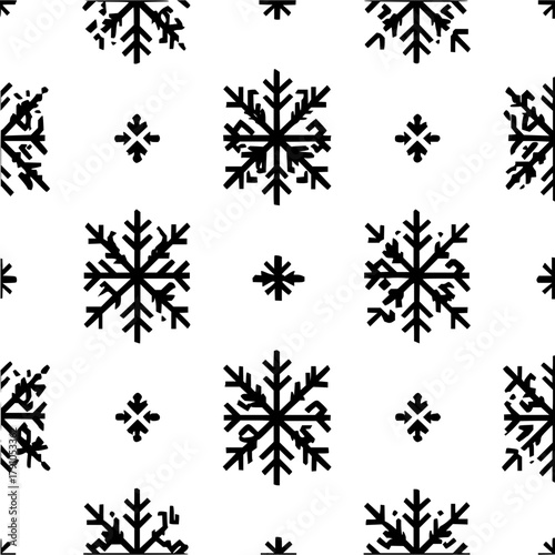 Seamless pattern with snowflake shapes in black on a, perfect for textile or wallpaper design