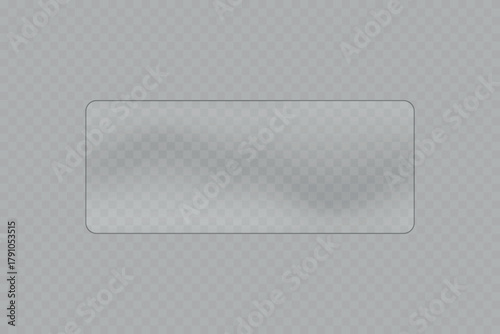 Transparent glass effect, realistic window mockups, mirror set, glass showcase on transparent background, vector png. Glass banner, acrylic smooth surface.