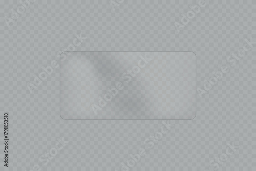 Transparent glass effect, realistic window mockups, mirror set, glass showcase on transparent background, vector png. Glass banner, acrylic smooth surface.