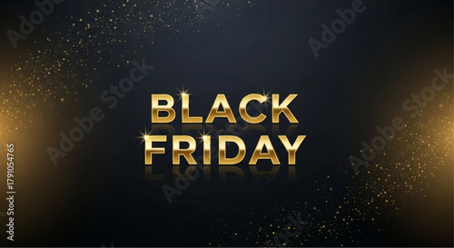 A luxurious design captures the essence of Black Friday with gold lettering against a dark background, this image exudes an aura of anticipation and excitement.  vector illustration