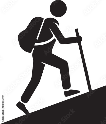Hiking person icon silhouette