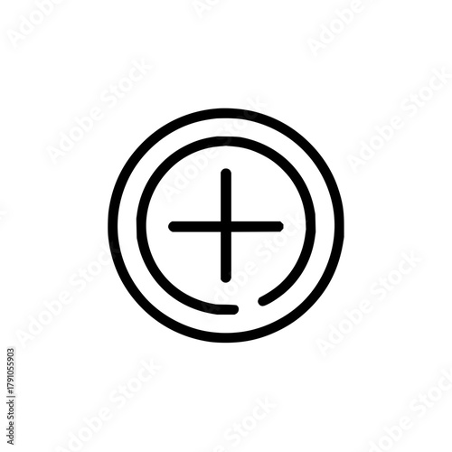 Add new item icon, plus sign in circle for creating content or adding more