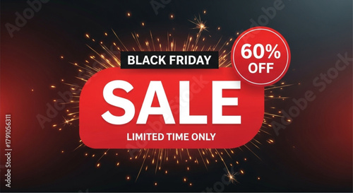A vibrant promotional banner announces the exciting Black Friday sale with a bold design and enticing discount offers. vector illustration