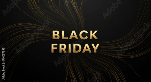 Captivating a Black Friday banner with elegant golden text set against a dark background, representing the anticipation and excitement of the shopping event. vector illustration