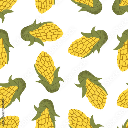 Seamless pattern with corn. For healthy vegetarian menu or packaging.	