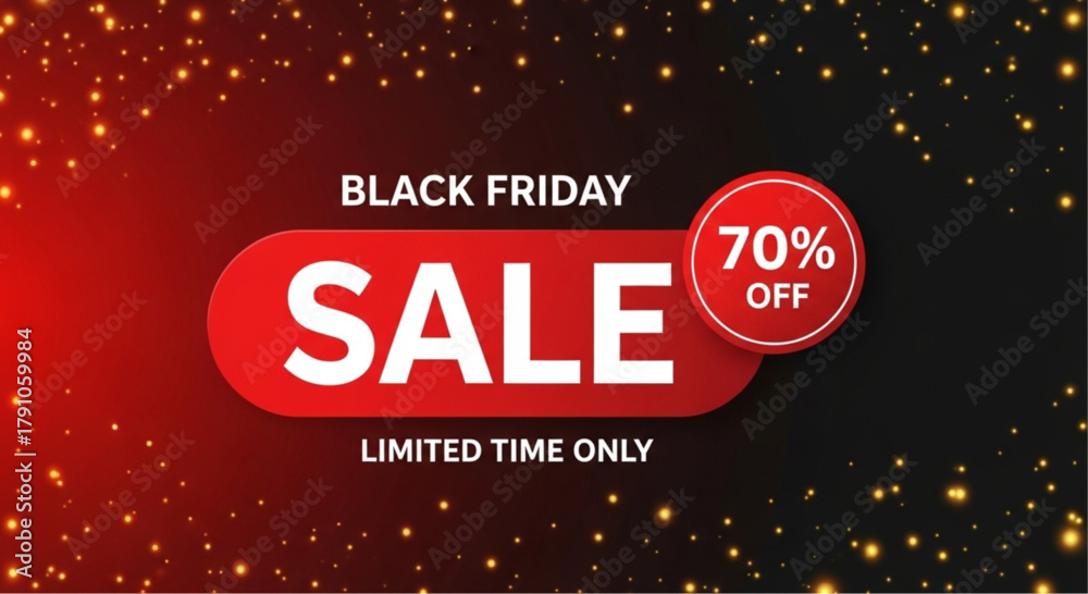 Obraz premium Black Friday Sale Advertisement with red and black graphic elements, conveying a message of limited-time discounts and deals. vector illustration