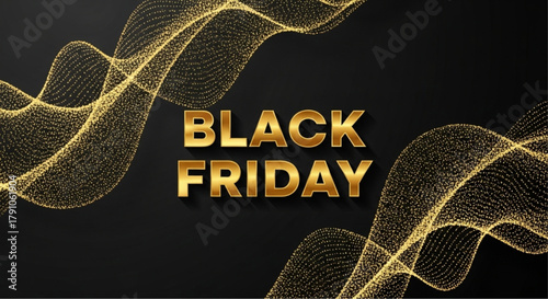 An elegant Black Friday banner, with golden accents against a dark backdrop, is the perfect visual for your promotional material. A premium design for sales and advertising. vector illustration