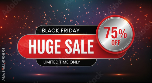 Captivating visual banner promotes a Black Friday with a huge discount, a compelling advertisement! vector illustration