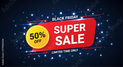 A captivating Black Friday Super Sale graphic, a visually stunning promotional message designed to grab the attention of shoppers. vector illustration