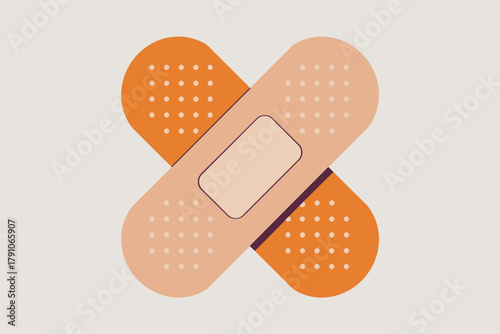 Colorful Adhesive Bandage Illustration Symbolizing Care and Healing in Warm Tones