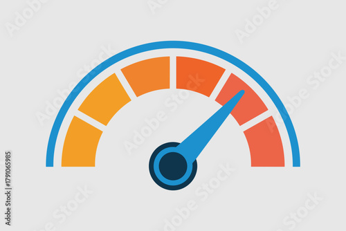 Colorful Speedometer Graphic Demonstrating Performance Metrics in Bright Orange and Blue Tones
