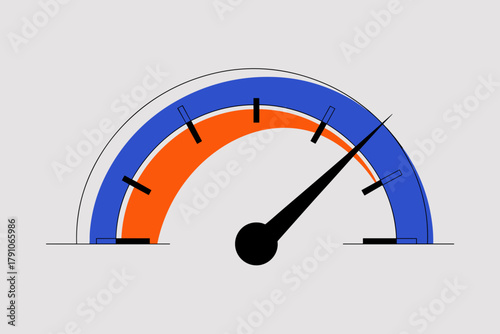 Dynamic Gauge Indicator with Bold Colors for Performance Monitoring in Sleek Design