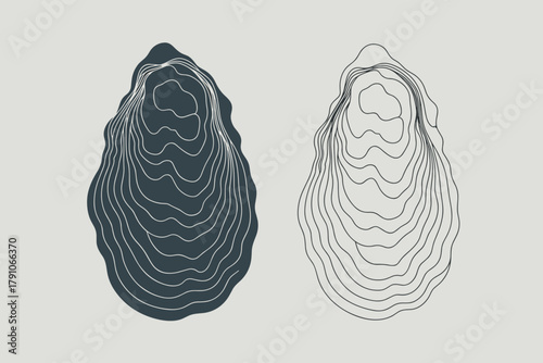 Abstract Contour Illustrations of Organic Forms in Monochromatic Tones