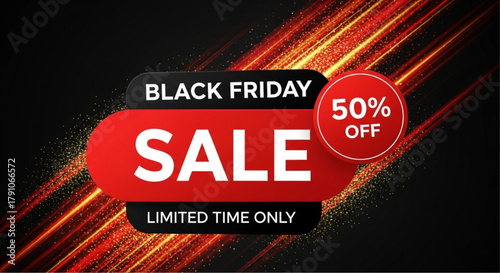 A visually captivating announcement of a Black Friday Sale, with striking graphic elements that convey urgency and excitement. vector illustration