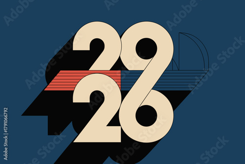 Bold and Creative 2026 Typography Design with Dynamic Shadows and Vibrant Colors