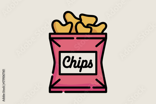 Colorful Cartoon Snack Pack of Chips on Light Background for Fun Gatherings