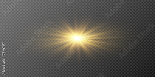 bright golden flare with radiant starburst and glowing rays,