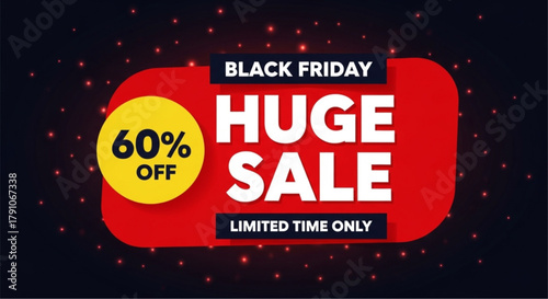 An eye-catching promotion banner offering a huge sale for black Friday. Showcasing special deals. vector illustration